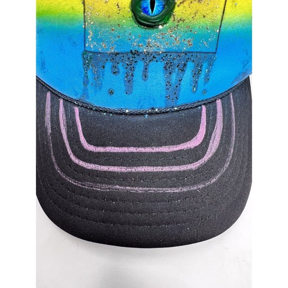 Adjustable Snapback Hat Blue Foam Rope Cord Trucker Cap Artist Piece Vintage VTG - Picture 5 of 7